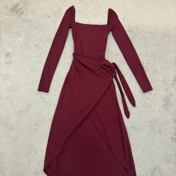 Aritzia Wilfred Saturn Longsleeve Jersey Wrap Midi Dress - Picture 2 of 14